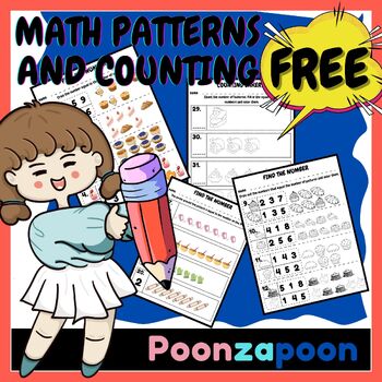 Preview of FREE Counting Math Patterns Kindergarten Math Review Worksheets Bakery Theme