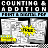 FREE Counting Worksheets Math Addition Equations Kindergar