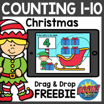 Preview of FREE Counting to 10 Boom Cards | Christmas Boom Cards Distance Learning