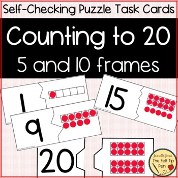 Preview of FREE Counting to 20 Self-Checking Puzzle | Errorless Task Cards