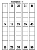 FREE Counting, writing and recalling numbers 1-50 worksheet