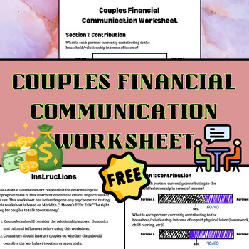 Preview of FREE Couples Financial Communication Worksheet - Counseling/Therapy Handout