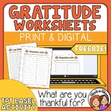 Thanksgiving Gratitude Worksheet FREEBIE - Print or Use with Digital Easel