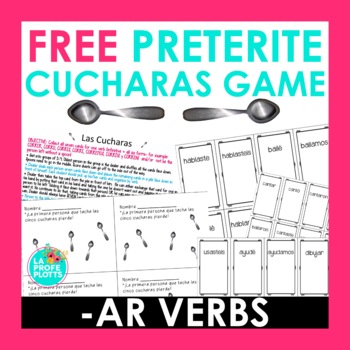 Preview of FREE Preterite AR Verbs Cucharas Spoons Game
