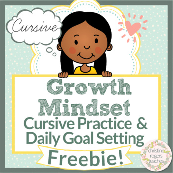 Preview of FREE Cursive Handwriting Growth Mindset and Goal Setting Sample