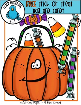 Preview of FREE Halloween Trick or Treat Bag and Candy Clip Art Set - Chirp Graphics