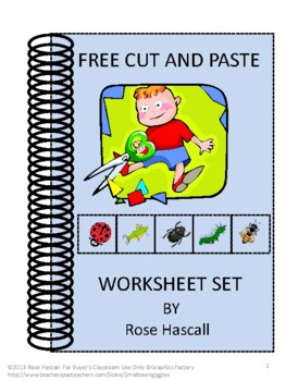 Preview of FREE Cut and Paste Worksheet Sample Set Special Education Autism Kindergarten