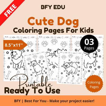 Preview of FREE*Cute Dog*Coloring Pages For Kids 8.5x11 03 pages