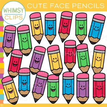 Preview of FREE Cute Face School Pencils Clip Art