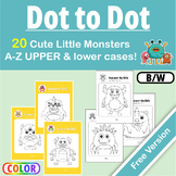 FREE Cute Monsters Alphabet Dot-to-Dot/Connect the Dots A-