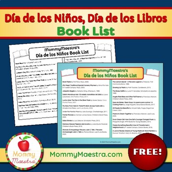 Preview of FREE Día de los Niños Book List