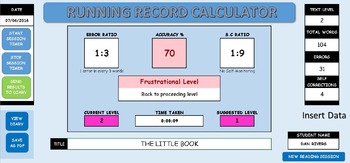 Preview of FREE DEMO OF AUTOMATIC READING RUNNING RECORD CALCULATOR AND DIARY LOG