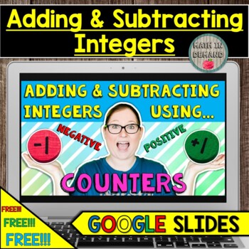 Preview of FREE DIGITAL Adding and Subtracting Integers using Counters DISTANCE LEARNING