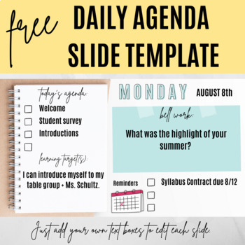 Preview of FREE! Daily Agenda Slides Template 