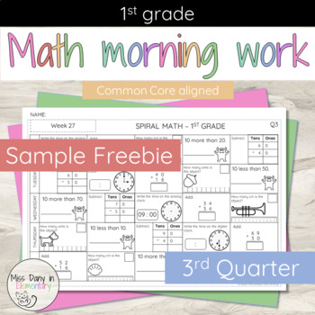 Preview of FREE Daily Math Morning Work | 1st Grade | 3rd Quarter Sample