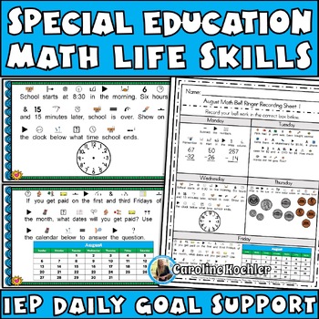 Preview of FREE Daily Math Warm Ups and Bell Ringers for Sped Life Skills IEP Goals