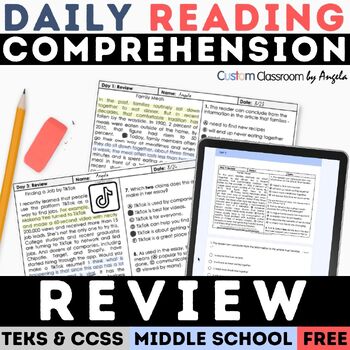 Preview of FREE STAAR Daily Reading Comprehension Passages Review Warm Up Bell Ringer Quiz