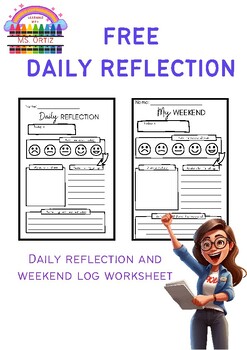 Preview of FREE Daily & Weekend Reflection Worksheet