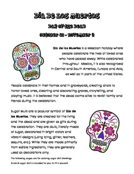 Preview of FREE: Day of the Dead (Día de los Muertos) Sugar Skull Doodle/Color