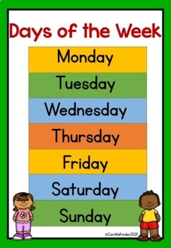 FREE Days of the Week Poster by Can We Kinder | TPT