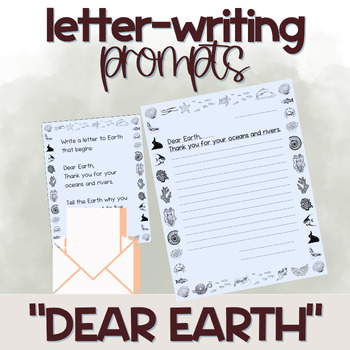 Preview of Writing Prompts x 32 "Dear Earth" + Lined Writing Paper x 5 designs
