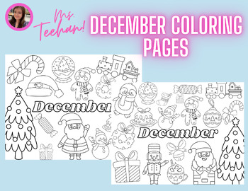 FREE December Coloring Pages By MsTeehan TPT