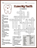 FREE Dental Health Crossword Puzzle Worksheet Activity