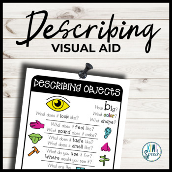 Preview of FREE Describing Objects Visual Aid Poster - Speech Therapy Room Decor