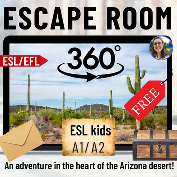 Preview of FREE Desert escape room 360° view kids ESL/EFL English