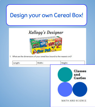 Preview of FREE Design Your Own Cereal Box! Surface Area and Volume in Real Life!