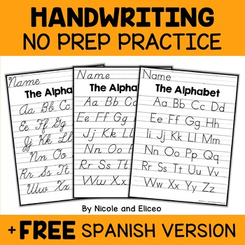 Preview of Alphabet Handwriting Practice Sheets + FREE Spanish