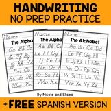 Alphabet Handwriting Practice Sheets + FREE Spanish
