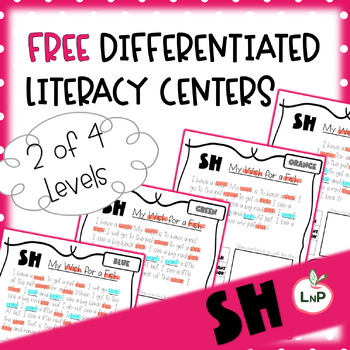 Preview of FREE Differentiated Literacy Center Phonics Worksheets SH Sample