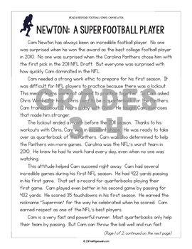 FREE Differentiated Paired Texts: Cam Newton and Russell Wilson (Grades ...