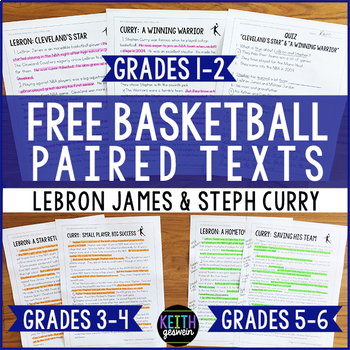 Preview of FREE Differentiated Paired Texts: LeBron James and Steph Curry (Grades 1-6)