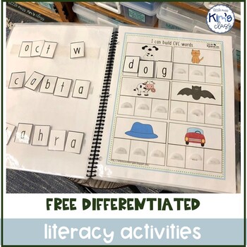 Preview of FREE Differienated Literacy (CVC words) Centers or Task Boxes