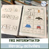 FREE Differienated Literacy (CVC words) Centers or Task Boxes