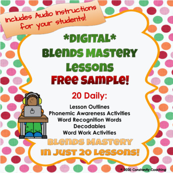 Preview of FREE *Digital* Blends Mastery Lesson! A sample of a 20 lesson resource!