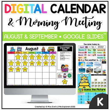 Preview of FREE Digital Calendar and Morning Meeting | August & September | Google Slides™