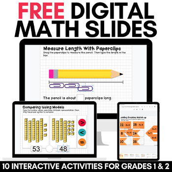 Preview of FREE Digital Math Center Activities in Google Slides 1st & 2nd Grade