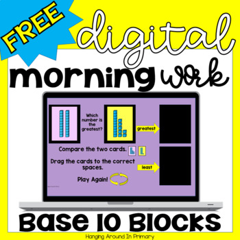 Preview of FREE Digital Morning Work | Digital Math Center for Base 10 Blocks