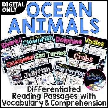 Preview of Ocean Animals Unit, Digital Nonfiction Reading Passages Distance Learning