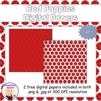 Preview of FREE Digital Papers - Red Poppies - ANZAC Day/ Remembrance Day