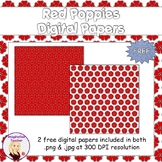 FREE Digital Papers - Red Poppies - ANZAC Day/ Remembrance Day