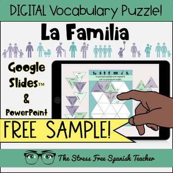 Preview of FREE Digital Spanish PUZZLE Family Vocabulary Paperless Puzzle Sample