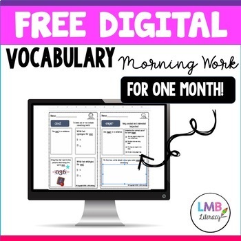 Preview of FREE Digital Vocabulary Morning Work for ONE MONTH