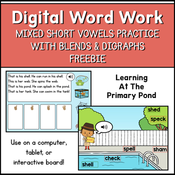 Preview of FREE Digital Word Work - Short Vowels, Blends, & Digraphs | Boom Learning Cards
