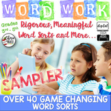 FREE Word Work Word Sorts Activities Phonics Phonemic Awar