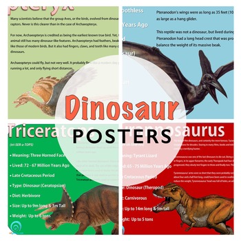 Preview of FREE Dinosaur Posters Set | Classroom Displays | Science | Decor