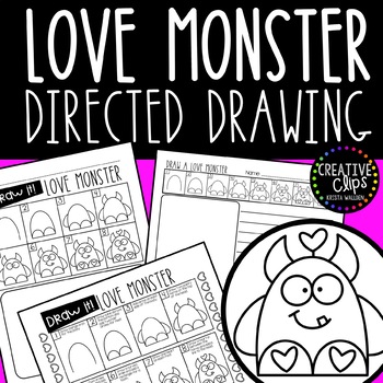 Preview of FREE Directed Drawing: Love Monster {Made by Creative Clips Clipart}